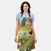Bunter Bauerngarten Hahn Schürze (Getragen)