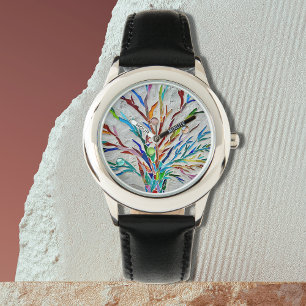 Bunter Baum des Lebens Armbanduhr
