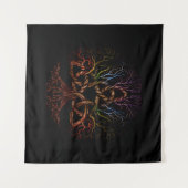 Bunter Baum des Lebens mit Triquetra Wandteppich (Vorderseite (Horizontal))