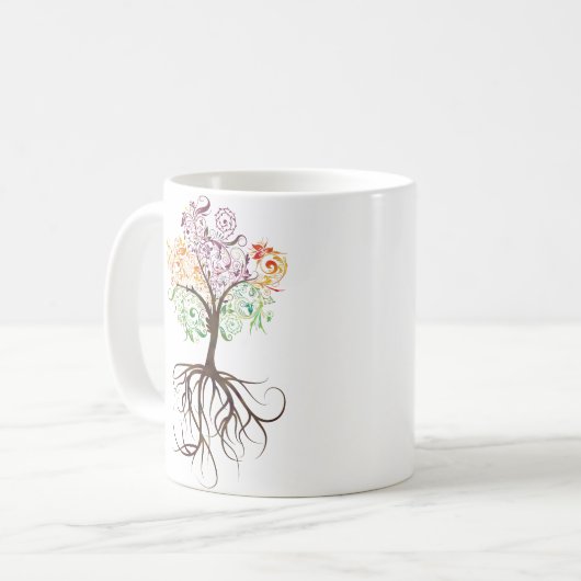 Bunter Baum mit der Wurzel-Tasse Kaffeetasse (Vorderseite Links)