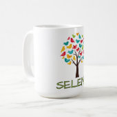 Bunter Baum mit Vögeln Kaffeetasse (Vorderseite Links)