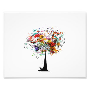 Bunter Baum n butterfly.png des Aquarells Fotodruck