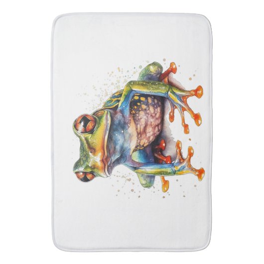 bunter Baumfrosch in Aquarell Badematte (Vorderseite Vertikal)