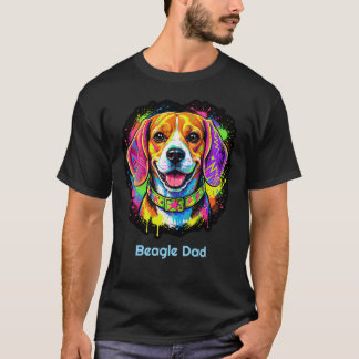 Bunter Beagle-Hund Papa T-Shirt