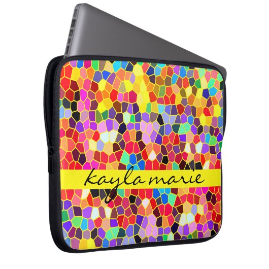 Bunter beflecktes Glas-Regenbogen-abstraktes Laptopschutzhülle (Vorne Rechts)