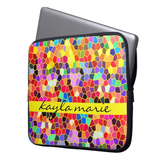 Bunter beflecktes Glas-Regenbogen-abstraktes Laptopschutzhülle (Vorderseite Links)