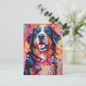 Bunter Berner Hund Postkarte (Stehend Vorderseite)