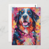 Bunter Berner Hund Postkarte (Vorne/Hinten)