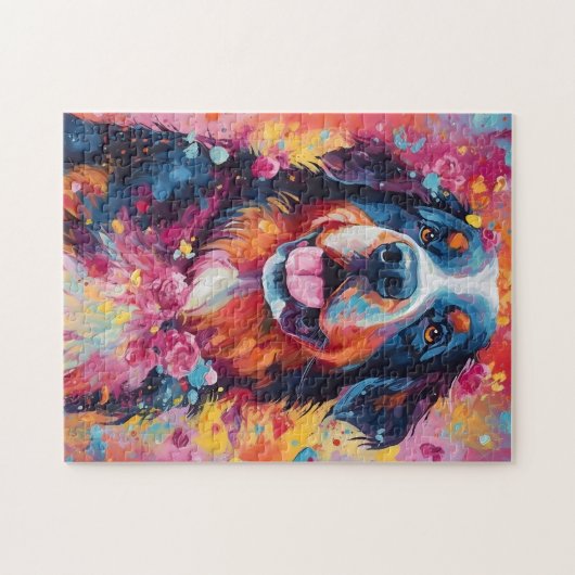 Bunter Berner Hund Puzzle (Horizontal)