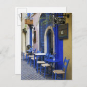 Bunter blauer Eingang und Abstellgleis zum alten Postkarte (Vorne/Hinten)