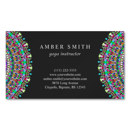 Bunter BlumeMandala Magnetische Visitenkarte (Vorderseite)