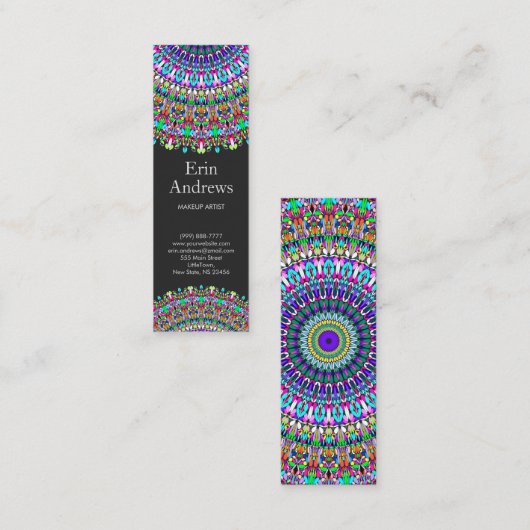 Bunter BlumeMandala Mini Visitenkarte (Vorne/Hinten)