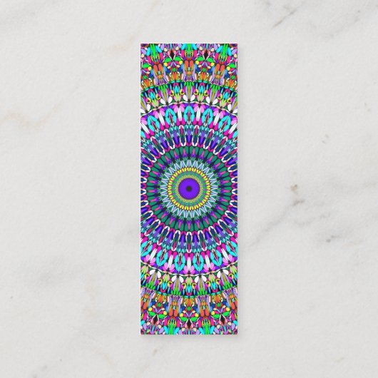 Bunter BlumeMandala Mini Visitenkarte (Rückseite)