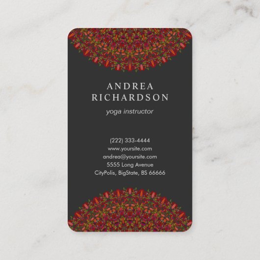 Bunter BlumeMandala Visitenkarte (Rückseite)