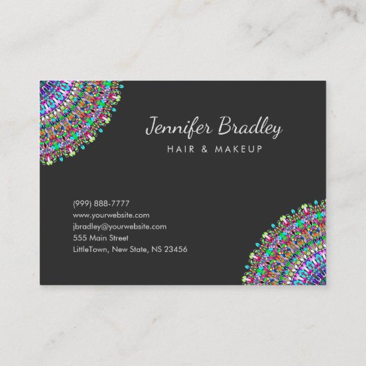 Bunter BlumeMandala Visitenkarte (Rückseite)