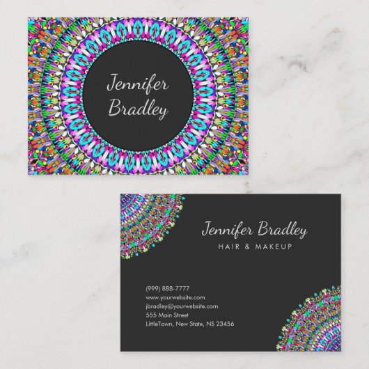 Bunter BlumeMandala Visitenkarte (Vorne/Hinten)