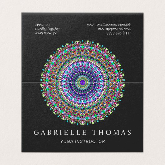 Bunter BlumeMandala Visitenkarten (Außenseite Aufgefaltet)