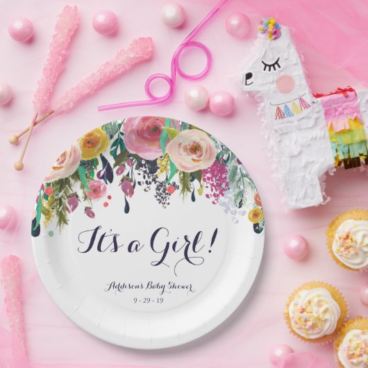 Bunter Blumen-Baby-Duschen-Papier-Teller Pappteller (Party)