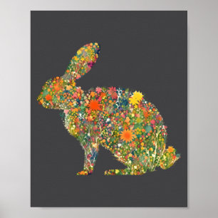 Bunter Blumen-Osterhase Frühlingsblumen-Hase  Poster