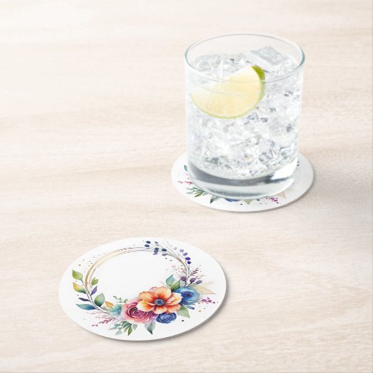 Bunter Blumen-Papiersetzer Runder Pappuntersetzer (Vor Ort)