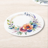 Bunter Blumen-Papiersetzer Runder Pappuntersetzer (Angewinkelt)
