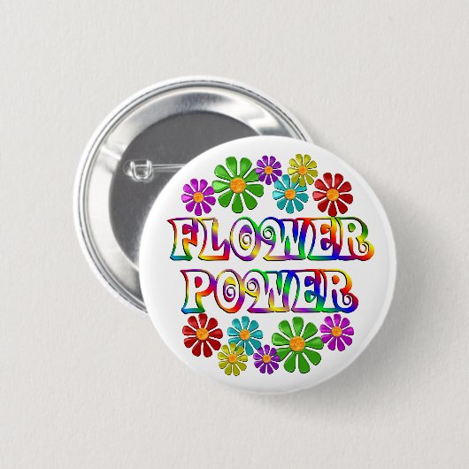 Bunter Blumen-Power Button (Vorne & Hinten)