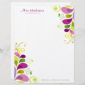 Bunter BlumenDeko-Blätter-Natur-Kunst-DekoChic Briefkopf (Vorne/Hinten)