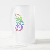 BUNTER BLUMENmonogramm-BUCHSTABE B Mattglas Bierglas (Vorderseite Links)