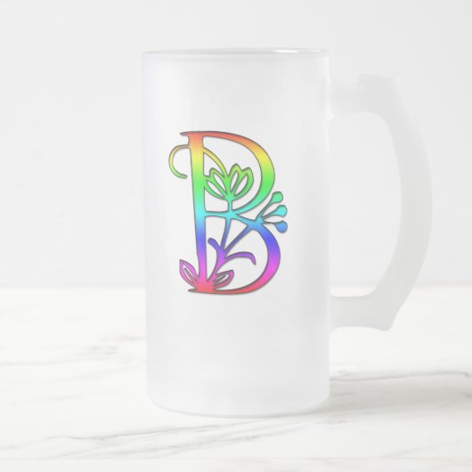 BUNTER BLUMENmonogramm-BUCHSTABE B Mattglas Bierglas (Rechts)