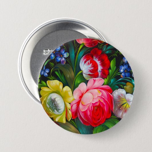 bunter Blumenstrauß Button (Vorne & Hinten)