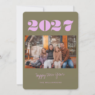 Bunter Boho Olive 2 Foto 2025 Neujahr Feiertagskarte
