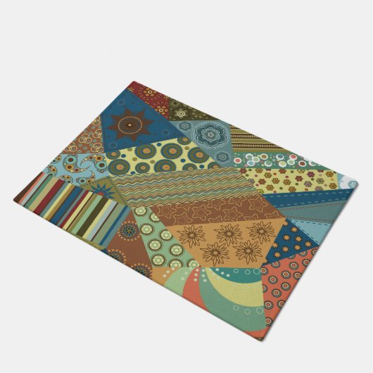 Bunter BoHo schicker Steppdecken-Entwurf Fußmatte (Schrägansicht)