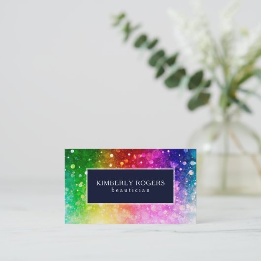 Bunter Bokeh-Glitzer und Glitzern Visitenkarte (Stehend Vorderseite)