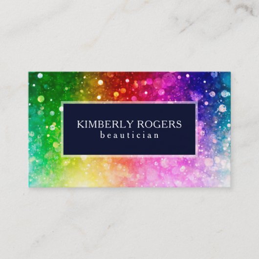 Bunter Bokeh-Glitzer und Glitzern Visitenkarte (Vorderseite)