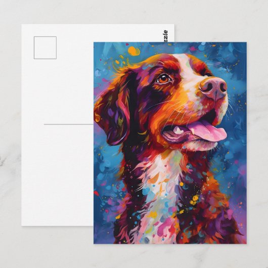 Bunter Bretaghund Postkarte (Vorne/Hinten)