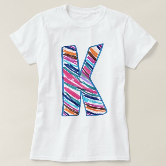 Bunter Buchstabe K wie in Kay T-Shirt (Design vorne)