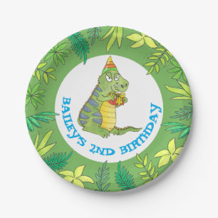 Bunter Cartoon-Dinosaur-Birthday-T-Rex Pappteller