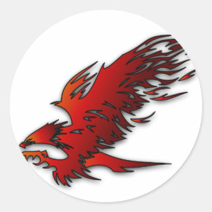 Bunter Cartoon rot und schwarzer Adlerfalke falcan Runder Aufkleber