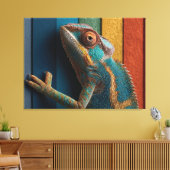 Bunter Chamäleon auf Regenbogen-Hintergrund Leinwanddruck (Insitu (Wohnzimmer))