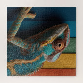 Bunter Chamäleon auf Regenbogen-Hintergrund Puzzle (Horizontal)