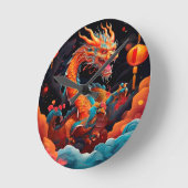 Bunter chinesischer Drache Runde Wanduhr (Winkel)
