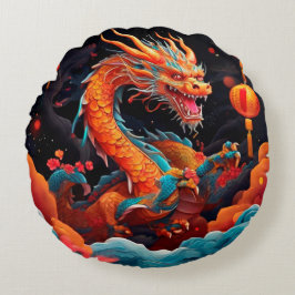 Bunter chinesischer Drache Rundes Kissen