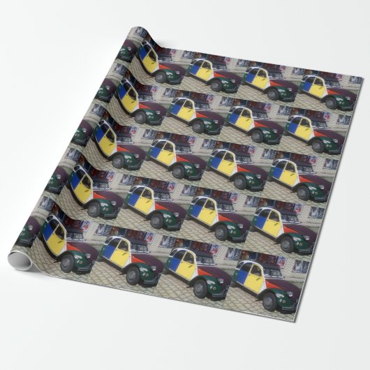 Bunter Citroen 2 CV Geschenkpapier (Ungerollt)