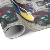 Bunter Citroen 2 CV Geschenkpapier (Rolleneckpunkt)