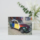 Bunter Citroen 2 CV Postkarte (Stehend Vorderseite)