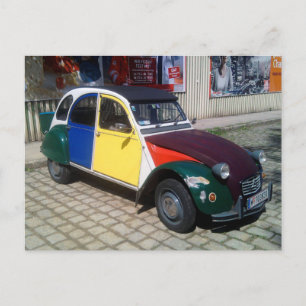 Bunter Citroen 2 CV Postkarte