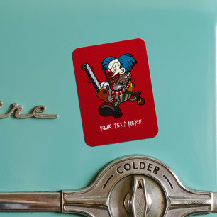 Bunter Clown mit Kettensäge Halloween Horror Carto Magnet