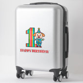 Bunter Clown mit Regenbogen-Zahl Aufkleber (Koffer)