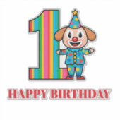 Bunter Clown mit Regenbogen-Zahl Aufkleber (Vorderseite)