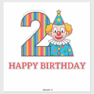 Bunter Clown mit Regenbogen-Zahl Aufkleber